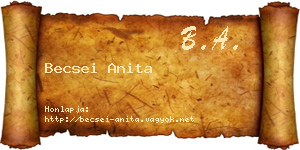 Becsei Anita névjegykártya